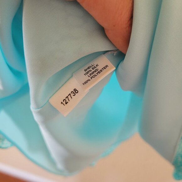 Womens 100% Silk Babydoll Dress Size 6 P Blue Boho Cottage Fairy Whimsigoth Euc - Picture 3 of 9